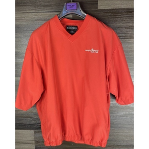 Footjoy Windbreaker Mens Size L‎ Red V-Neck Pullover Jacket Short Sleeve